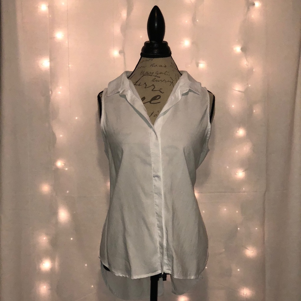 Cloth & Stone White Sleeveless Collared Shirt Medium - Picture 1 of 8